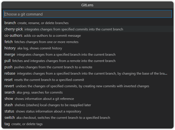 Git command palette