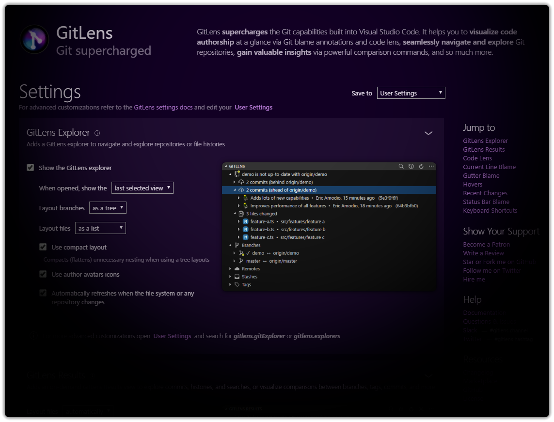 GitLens Explorer Repository view