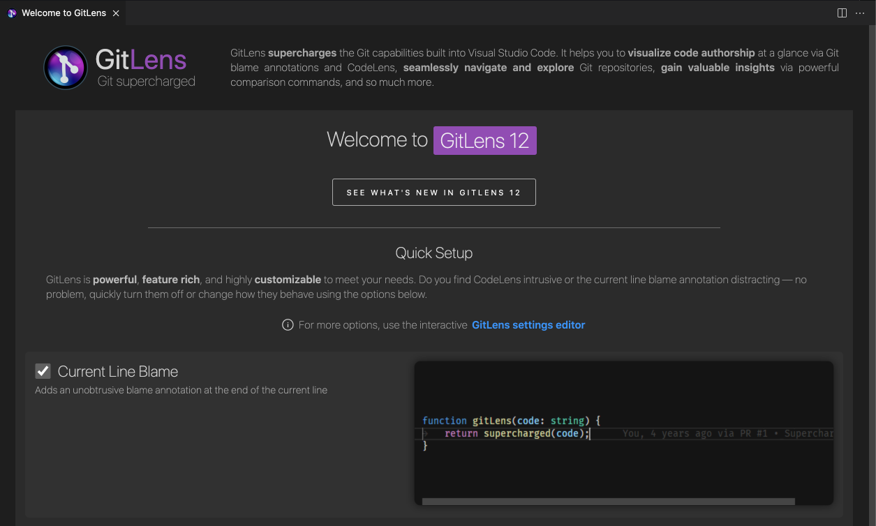 GitLens Interactive Quick Setup